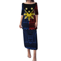 Philippines Sun Star Puletasi Igorot Tribal Inspiration LT05 Long Dress Black - Polynesian Pride