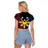 Philippines Sun Star Raglan Cropped T Shirt Igorot Tribal Inspiration LT05 - Polynesian Pride