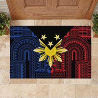 Philippines Sun Star Rubber Doormat Igorot Tribal Inspiration LT05 Black - Polynesian Pride