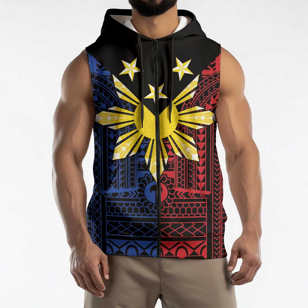 Philippines Sun Star Sleeveless Zip Hoodie Igorot Tribal Inspiration LT05 - Polynesian Pride
