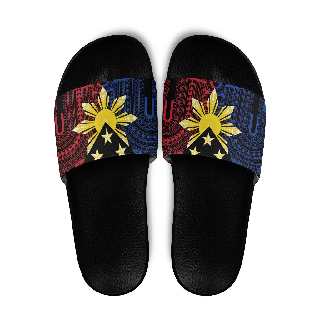 Philippines Sun Star Slide Sandals Igorot Tribal Inspiration LT05 Black - Polynesian Pride