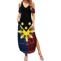 Philippines Sun Star Summer Maxi Dress Igorot Tribal Inspiration LT05 Women Black - Polynesian Pride
