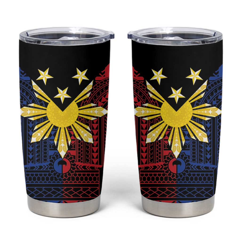 Philippines Sun Star Tumbler Cup Igorot Tribal Inspiration LT05 Black - Polynesian Pride
