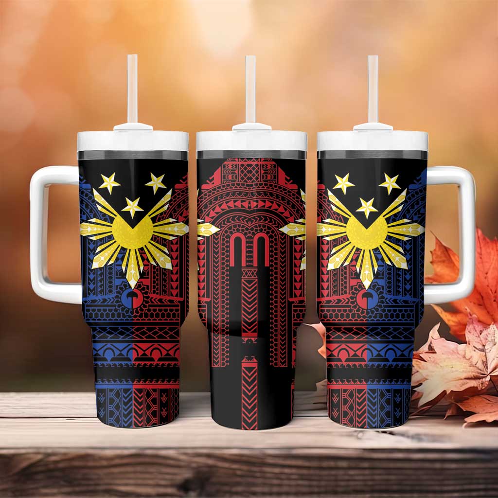 Philippines Sun Star Tumbler With Handle Igorot Tribal Inspiration LT05 - Polynesian Pride