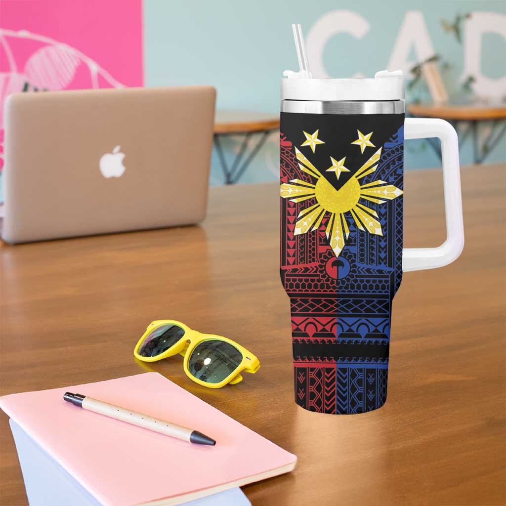 Philippines Sun Star Tumbler With Handle Igorot Tribal Inspiration LT05 - Polynesian Pride