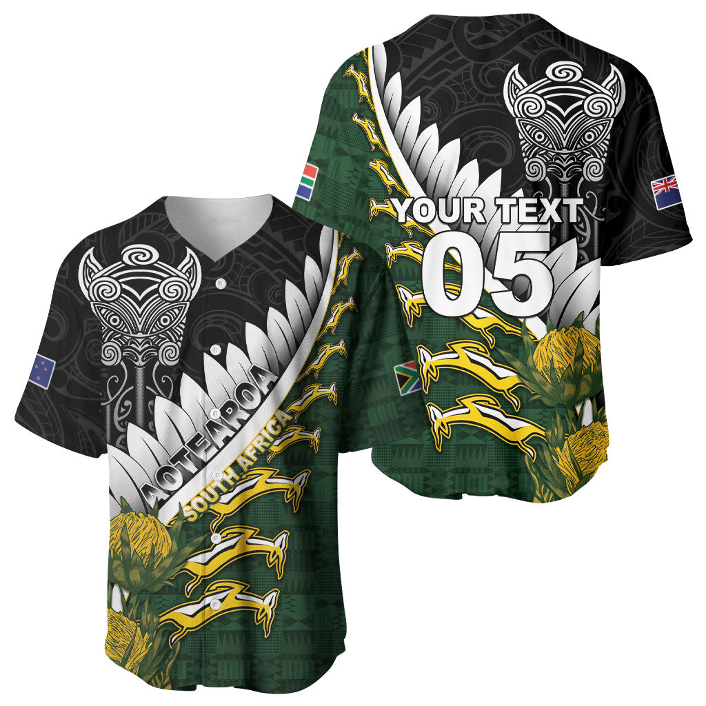 Custom Rugby New Zealand And South Africa Baseball Jersey Silver Fern With Springboks LT05 - Polynesian Pride