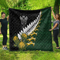 Rugby New Zealand And South Africa Quilt Silver Fern With Springboks LT05 - Polynesian Pride