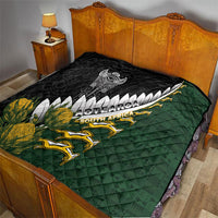 Rugby New Zealand And South Africa Quilt Silver Fern With Springboks LT05 - Polynesian Pride