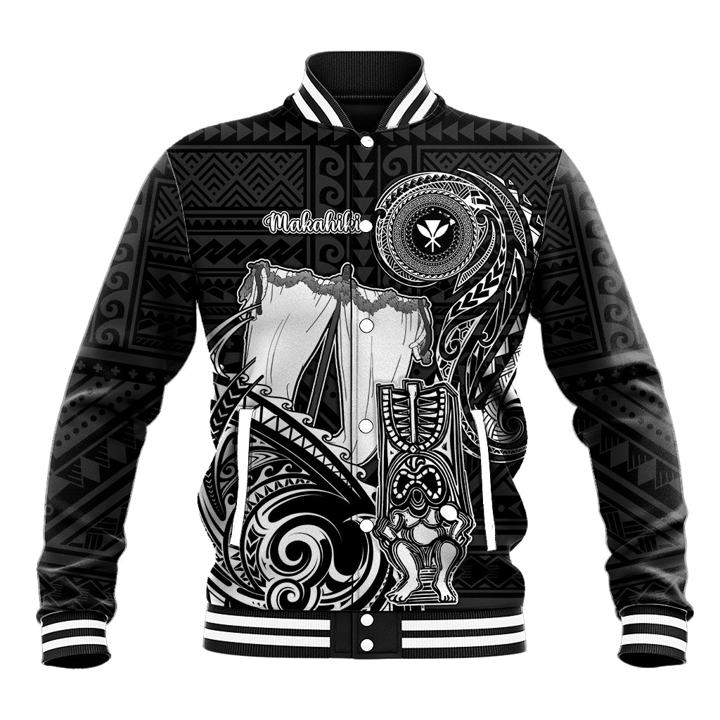 Personalized Hawaii Makahiki Season Baseball Jacket Akua Loa Polynesian Pattern LT05 Unisex Black - Polynesian Pride