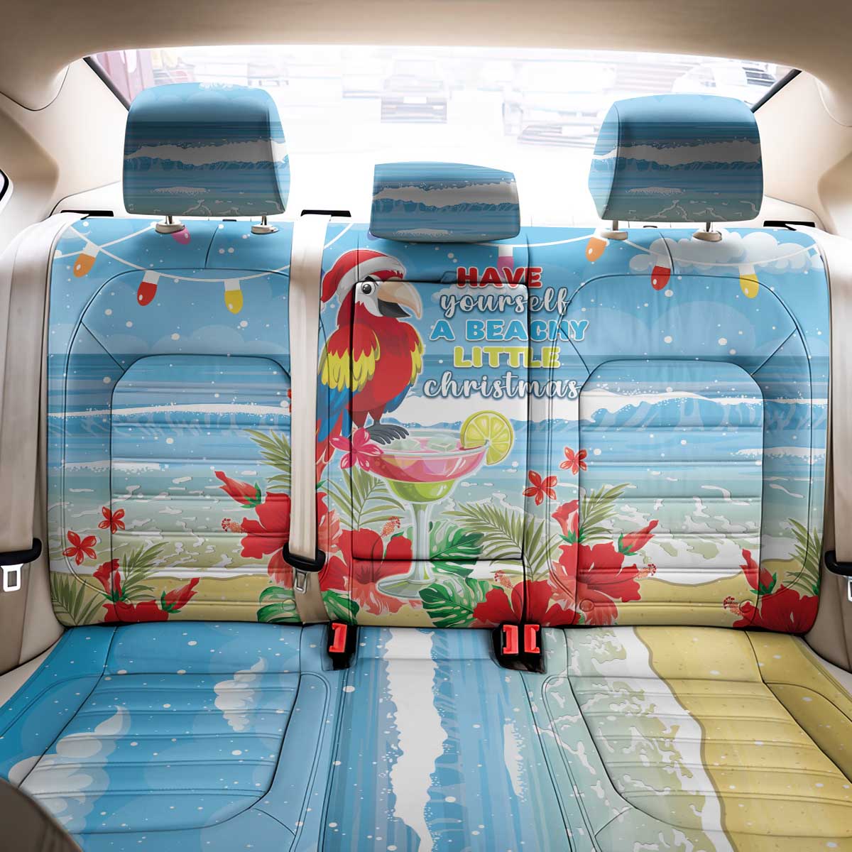 Hawaii Christmas Back Car Seat Cover Funny Macaw Parrot Tropical Vibe LT05 - Polynesian Pride