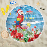 Hawaii Christmas Beach Blanket Funny Macaw Parrot Tropical Vibe LT05 One Size 150cm Blue - Polynesian Pride