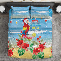 Hawaii Christmas Bedding Set Funny Macaw Parrot Tropical Vibe LT05 Blue - Polynesian Pride