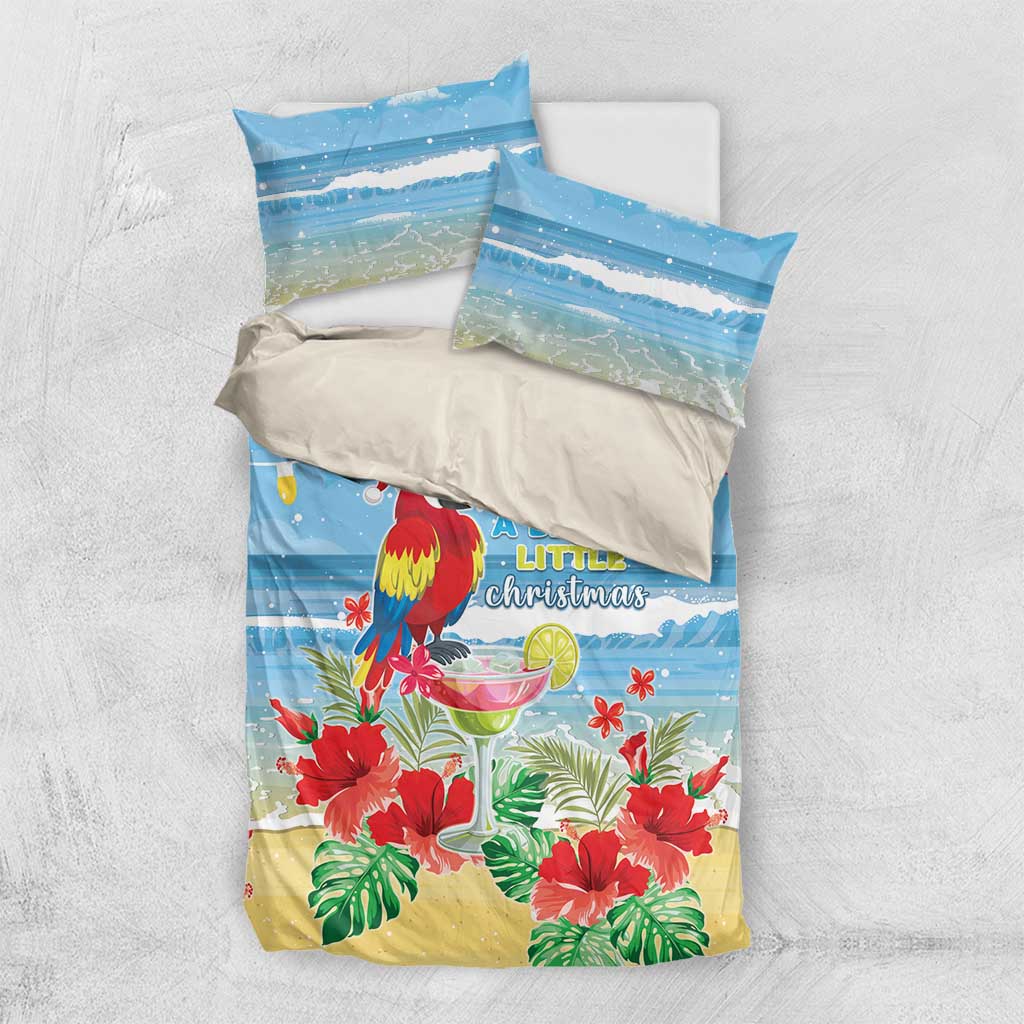Hawaii Christmas Bedding Set Funny Macaw Parrot Tropical Vibe LT05 US Twin 172cm x 218cm Blue - Polynesian Pride