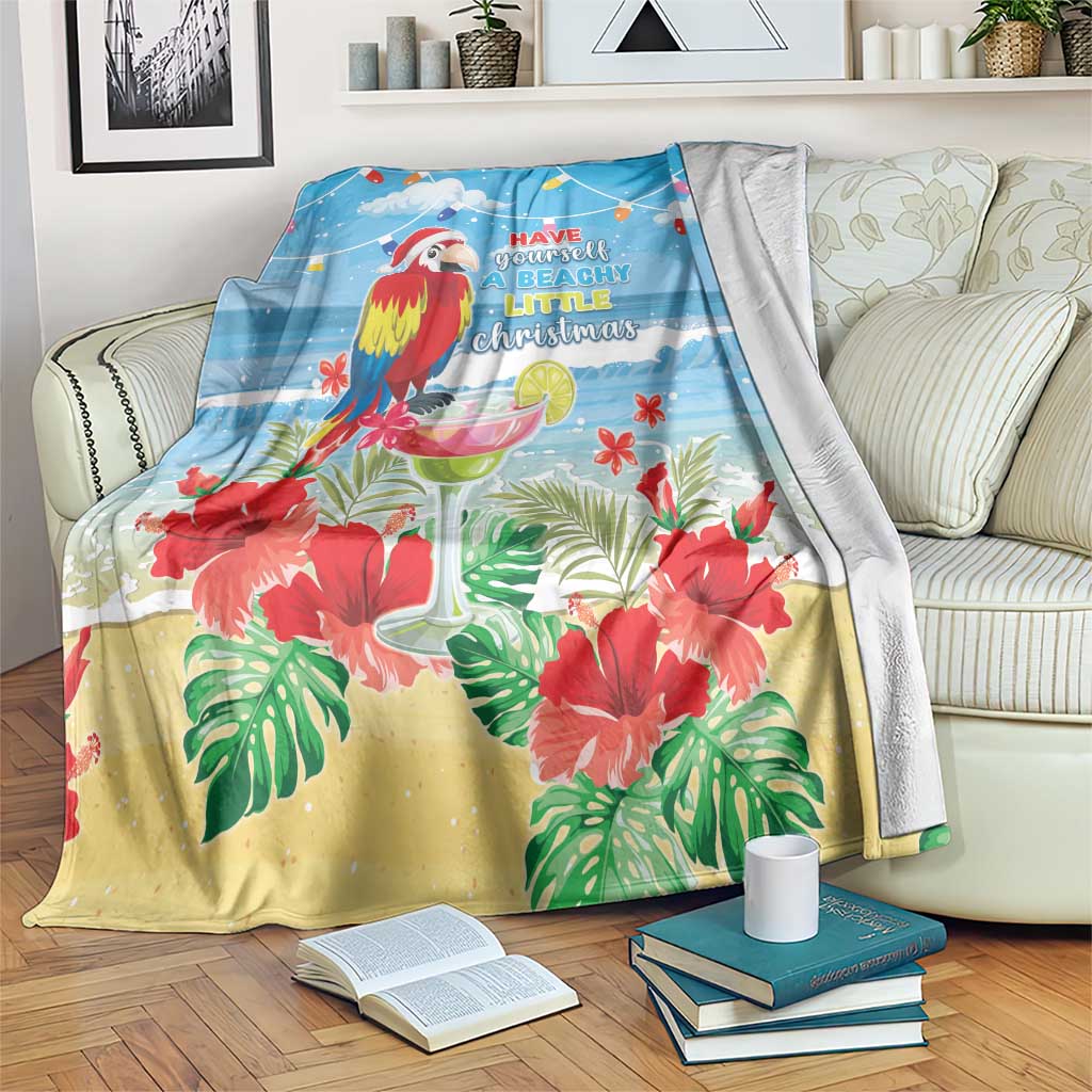 Hawaii Christmas Blanket Funny Macaw Parrot Tropical Vibe LT05 Blue - Polynesian Pride