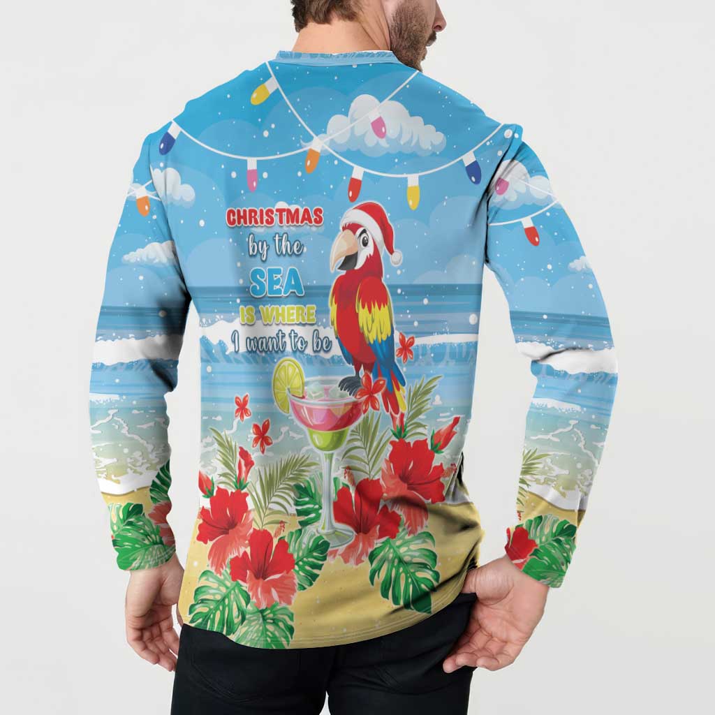 Hawaii Christmas Button Sweatshirt Funny Macaw Parrot Tropical Vibe LT05 - Polynesian Pride