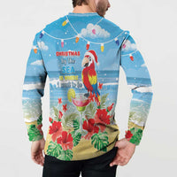 Hawaii Christmas Button Sweatshirt Funny Macaw Parrot Tropical Vibe LT05 - Polynesian Pride