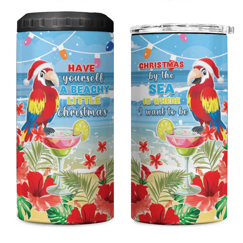 Hawaii Christmas 4 in 1 Can Cooler Tumbler Funny Macaw Parrot Tropical Vibe LT05 One Size: 16 oz Blue - Polynesian Pride