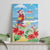 Hawaii Christmas Canvas Wall Art Funny Macaw Parrot Tropical Vibe