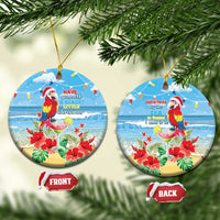 Hawaii Christmas Ceramic Ornament Funny Macaw Parrot Tropical Vibe LT05 Circle Blue - Polynesian Pride