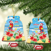 Hawaii Christmas Ceramic Ornament Funny Macaw Parrot Tropical Vibe LT05 Bell Flake Blue - Polynesian Pride