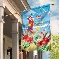 Hawaii Christmas Garden Flag Funny Macaw Parrot Tropical Vibe LT05 House Flag Blue - Polynesian Pride