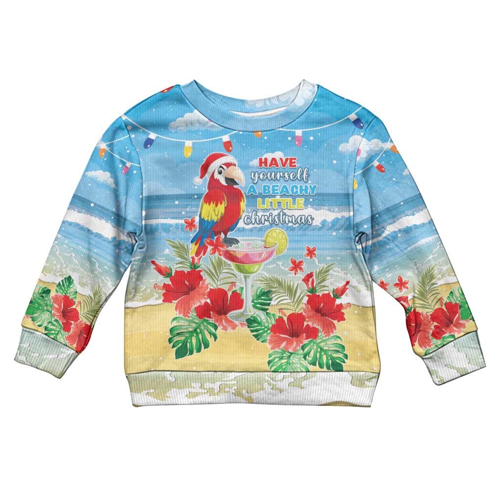Hawaii Christmas Kid Ugly Christmas Sweater Funny Macaw Parrot Tropical Vibe LT05 Kid Blue - Polynesian Pride