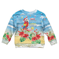 Hawaii Christmas Kid Ugly Christmas Sweater Funny Macaw Parrot Tropical Vibe LT05 Kid Blue - Polynesian Pride