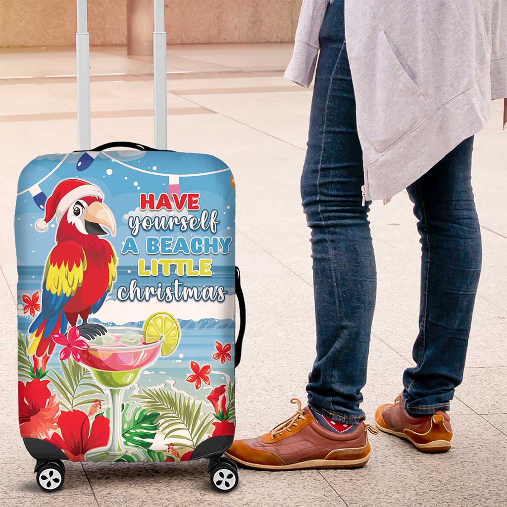 Hawaii Christmas Luggage Cover Funny Macaw Parrot Tropical Vibe LT05 Blue - Polynesian Pride