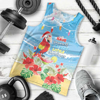 Hawaii Christmas Men Tank Top Funny Macaw Parrot Tropical Vibe LT05 - Polynesian Pride