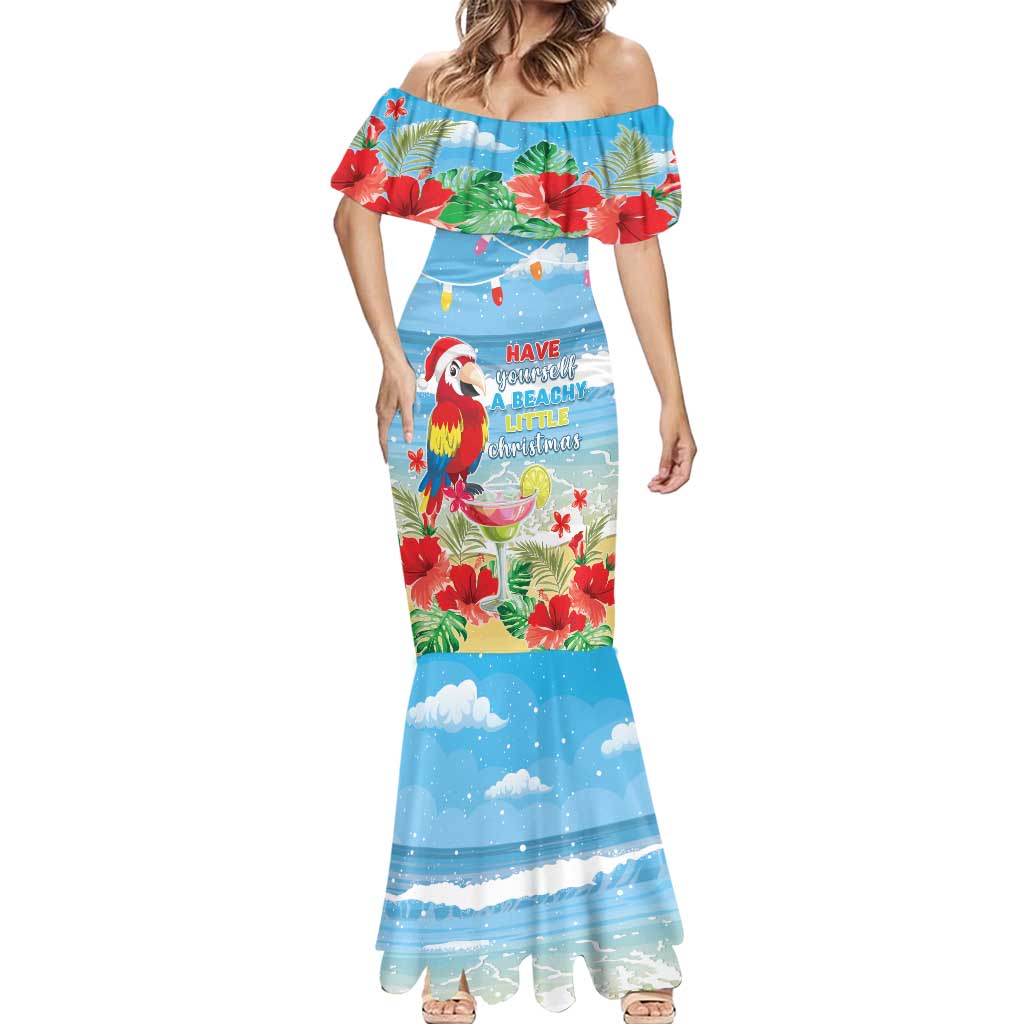 Hawaii Christmas Mermaid Dress Funny Macaw Parrot Tropical Vibe LT05 - Polynesian Pride