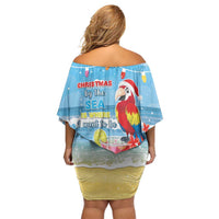 Hawaii Christmas Off Shoulder Short Dress Funny Macaw Parrot Tropical Vibe LT05 - Polynesian Pride