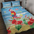 Hawaii Christmas Quilt Bed Set Funny Macaw Parrot Tropical Vibe