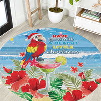 Hawaii Christmas Round Carpet Funny Macaw Parrot Tropical Vibe LT05 Blue - Polynesian Pride
