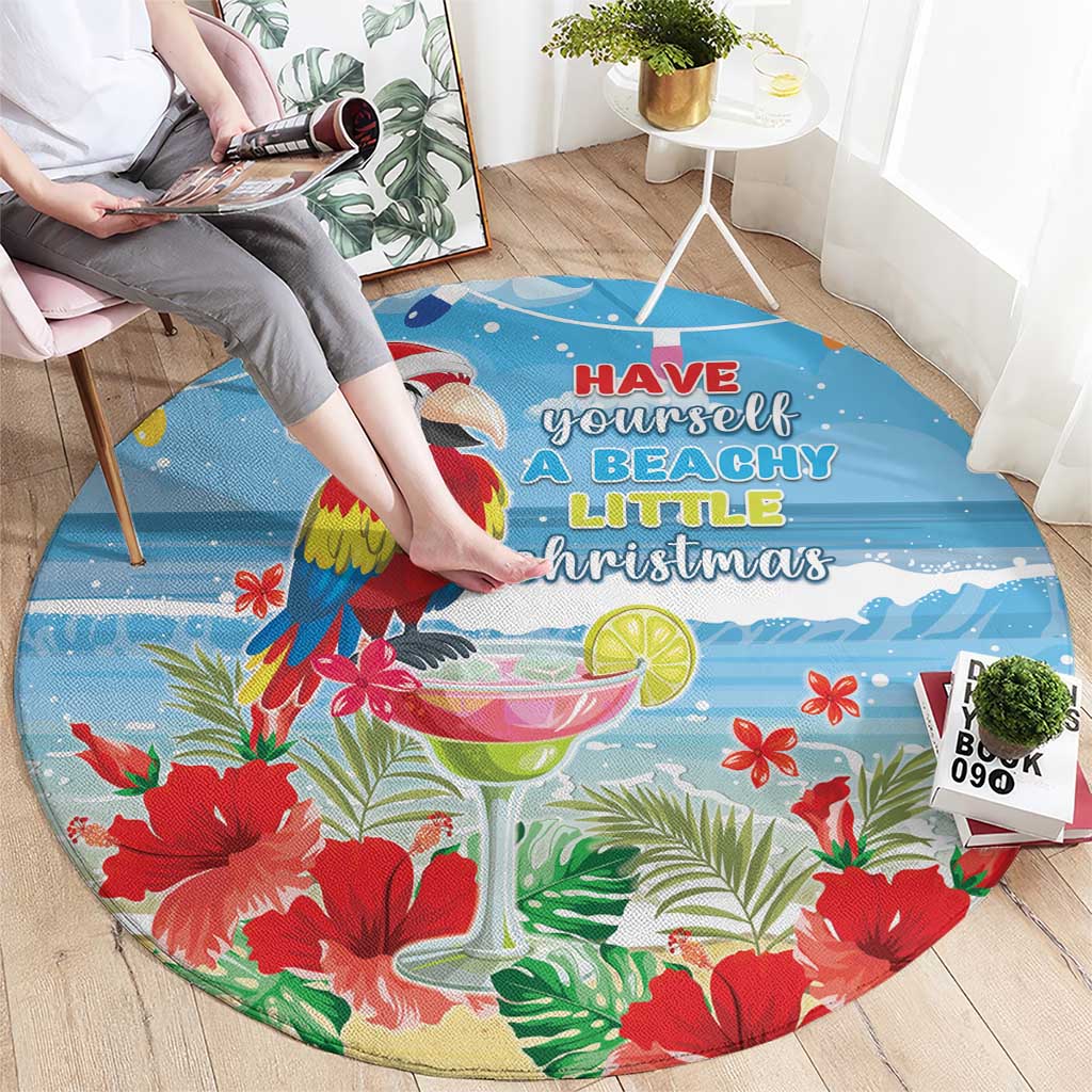 Hawaii Christmas Round Carpet Funny Macaw Parrot Tropical Vibe LT05 - Polynesian Pride