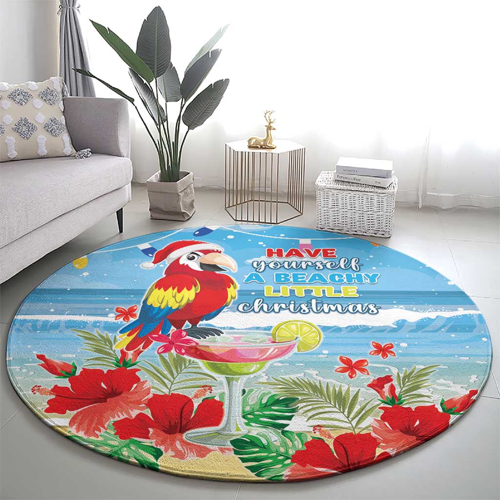 Hawaii Christmas Round Carpet Funny Macaw Parrot Tropical Vibe LT05 - Polynesian Pride