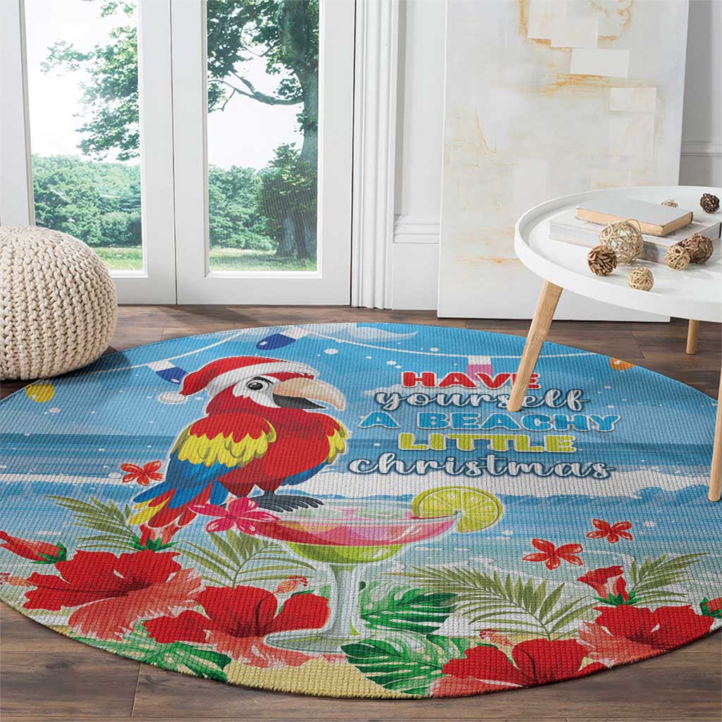 Hawaii Christmas Round Carpet Funny Macaw Parrot Tropical Vibe LT05 - Polynesian Pride
