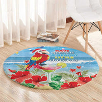 Hawaii Christmas Round Carpet Funny Macaw Parrot Tropical Vibe LT05 - Polynesian Pride