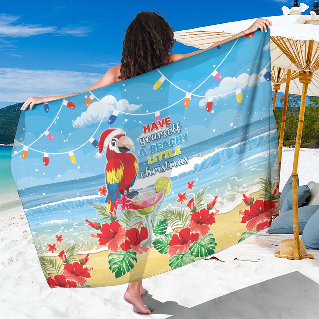 Hawaii Christmas Sarong Funny Macaw Parrot Tropical Vibe LT05 One Size 44 x 66 inches Blue - Polynesian Pride
