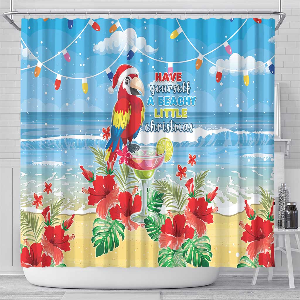 Hawaii Christmas Shower Curtain Funny Macaw Parrot Tropical Vibe LT05 - Polynesian Pride