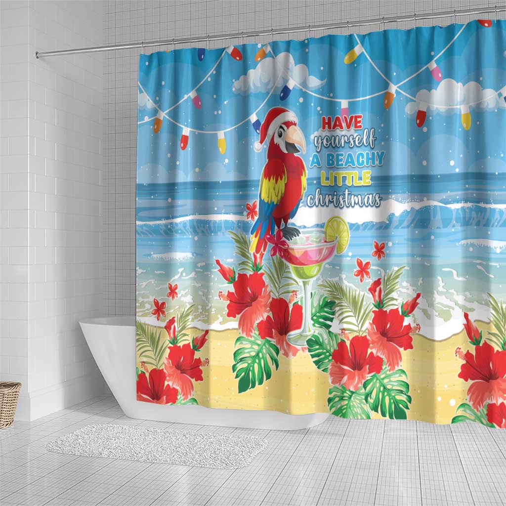 Hawaii Christmas Shower Curtain Funny Macaw Parrot Tropical Vibe LT05 - Polynesian Pride