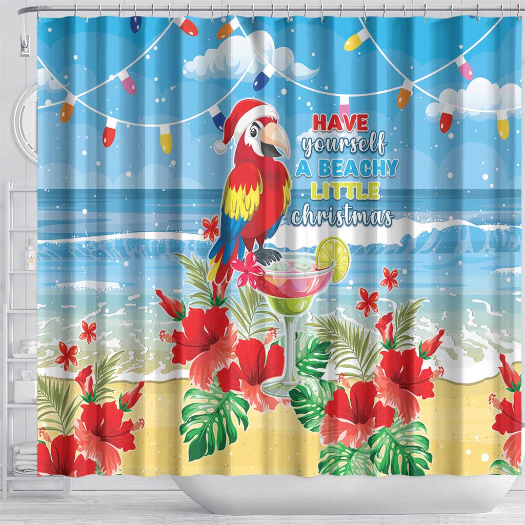 Hawaii Christmas Shower Curtain Funny Macaw Parrot Tropical Vibe LT05 - Polynesian Pride