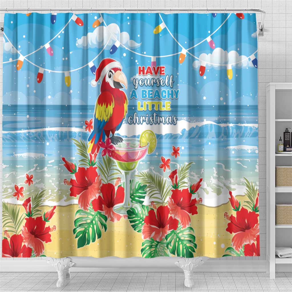 Hawaii Christmas Shower Curtain Funny Macaw Parrot Tropical Vibe LT05 - Polynesian Pride