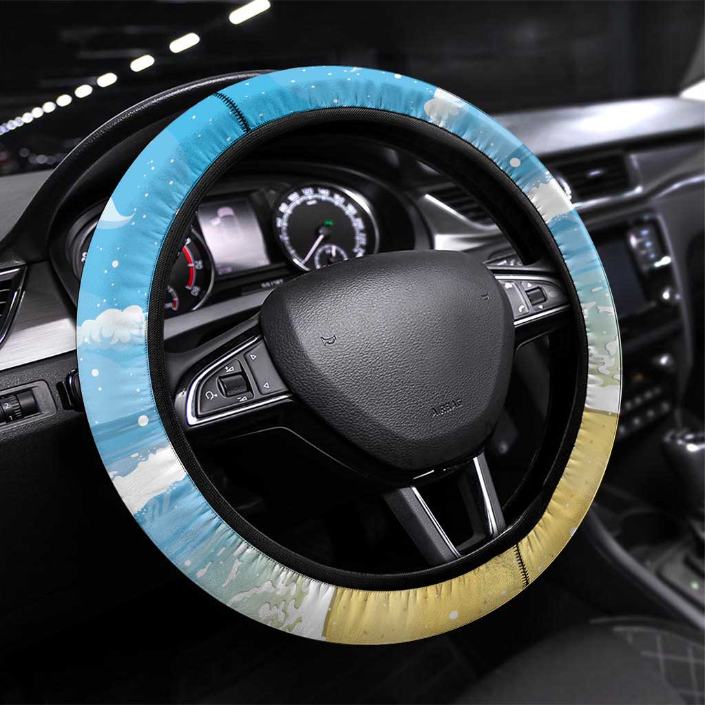 Hawaii Christmas Steering Wheel Cover Funny Macaw Parrot Tropical Vibe