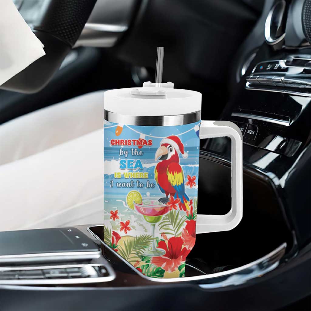 Hawaii Christmas Tumbler With Handle Funny Macaw Parrot Tropical Vibe LT05 - Polynesian Pride