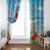 Hawaii Christmas Window Curtain Funny Macaw Parrot Tropical Vibe