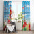 Hawaii Christmas Window Curtain Funny Macaw Parrot Tropical Vibe