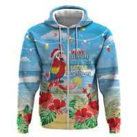 Hawaii Christmas Zip Hoodie Funny Macaw Parrot Tropical Vibe LT05 Zip Hoodie Blue - Polynesian Pride