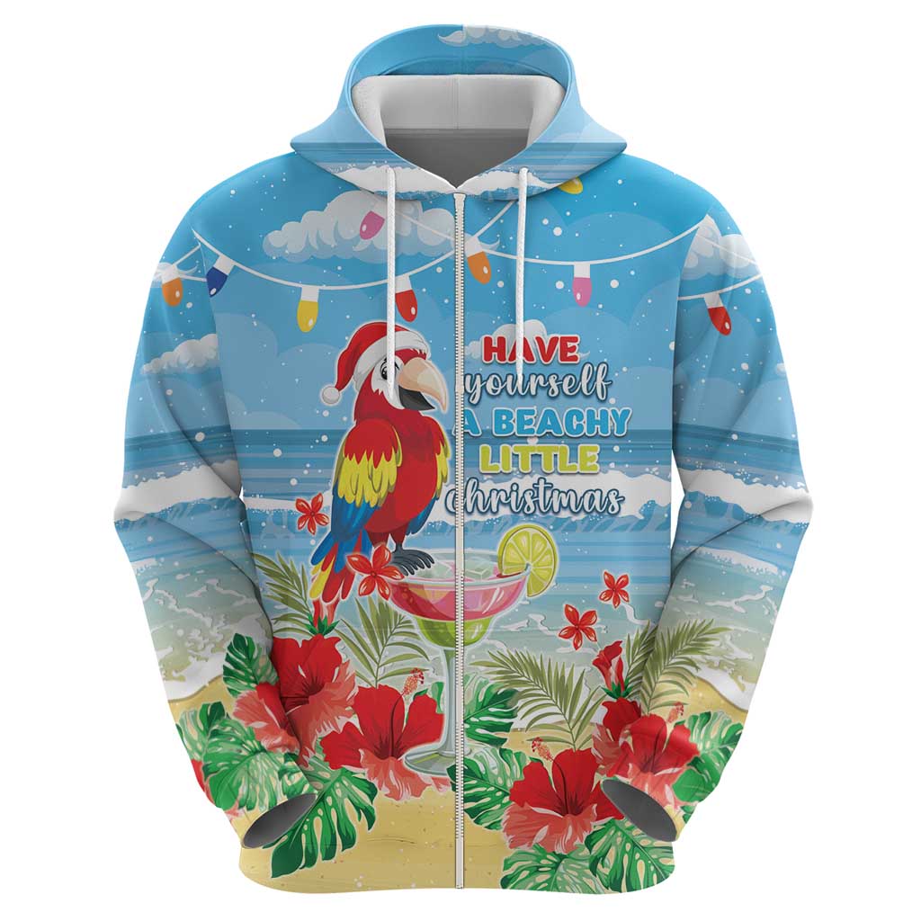 Hawaii Christmas Zip Hoodie Funny Macaw Parrot Tropical Vibe LT05 - Polynesian Pride
