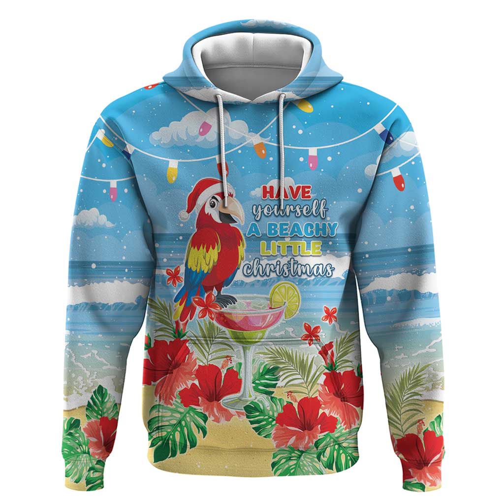 Hawaii Christmas Zip Hoodie Funny Macaw Parrot Tropical Vibe LT05 Pullover Hoodie Blue - Polynesian Pride