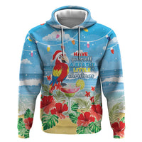 Hawaii Christmas Zip Hoodie Funny Macaw Parrot Tropical Vibe LT05 Pullover Hoodie Blue - Polynesian Pride